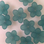 Acrylic Lucite Matte Aqua Teal 5-Petal Round Flower