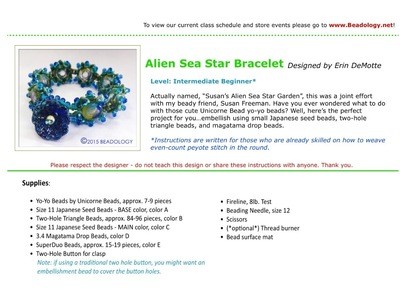 Alien Sea Star Bracelet Instructions Instant Download