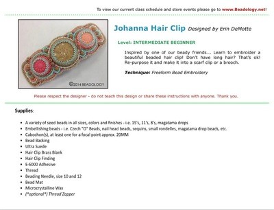 Johanna Hair Clip Pattern Instant Download