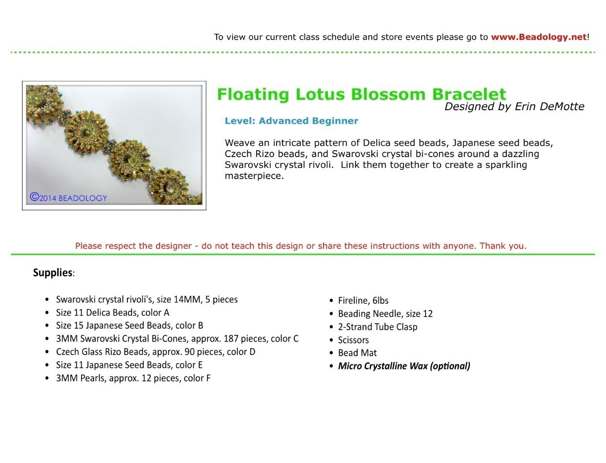 Floating Lotus Blossom Bracelet Pattern Instant Download