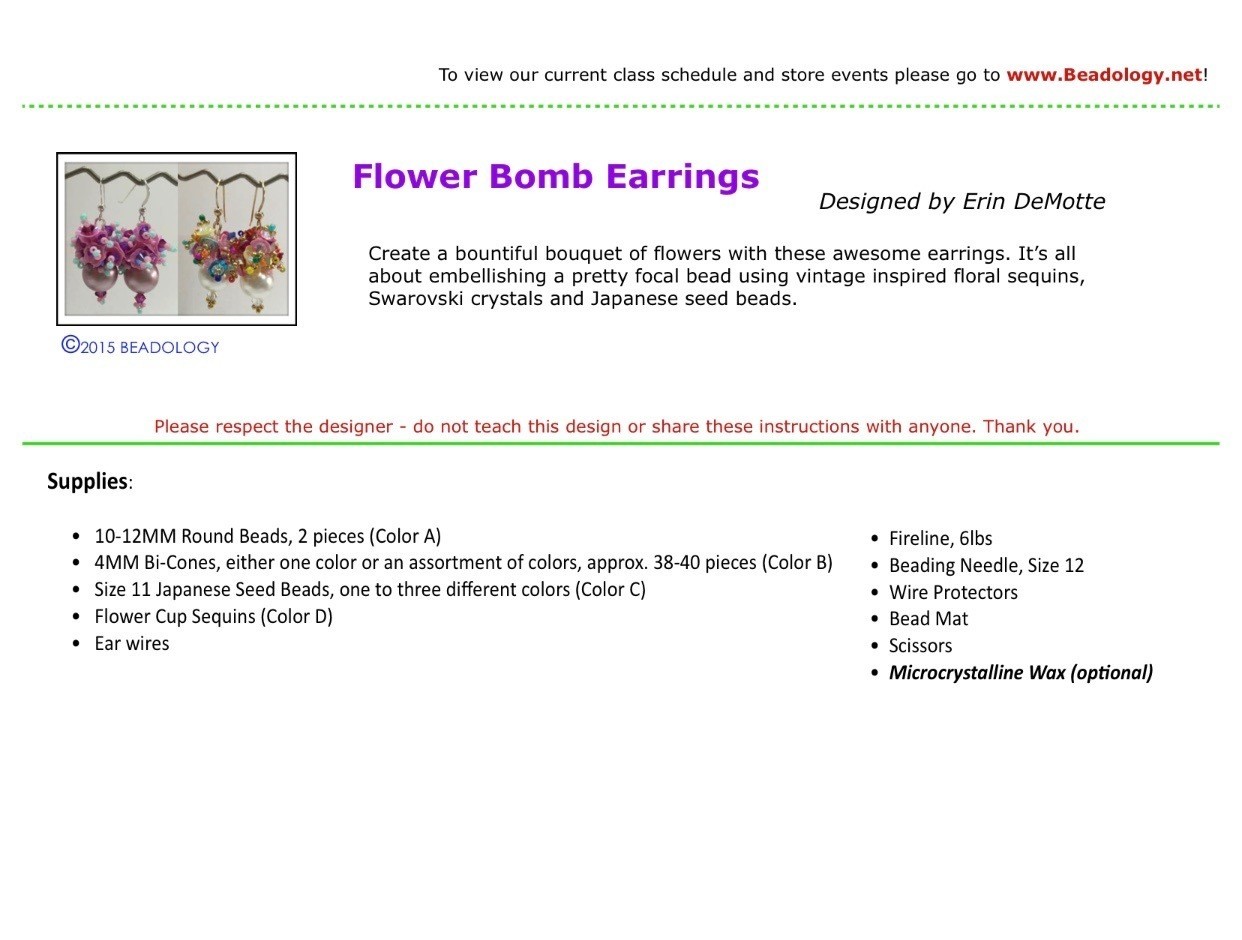 Flower Bomb Earrings Pattern Instant Download