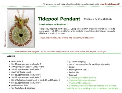 Tidepool Pendant Pattern Instant Download