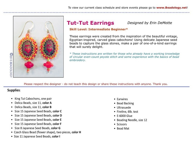 Tut-Tut Earrings Pattern Instant Download