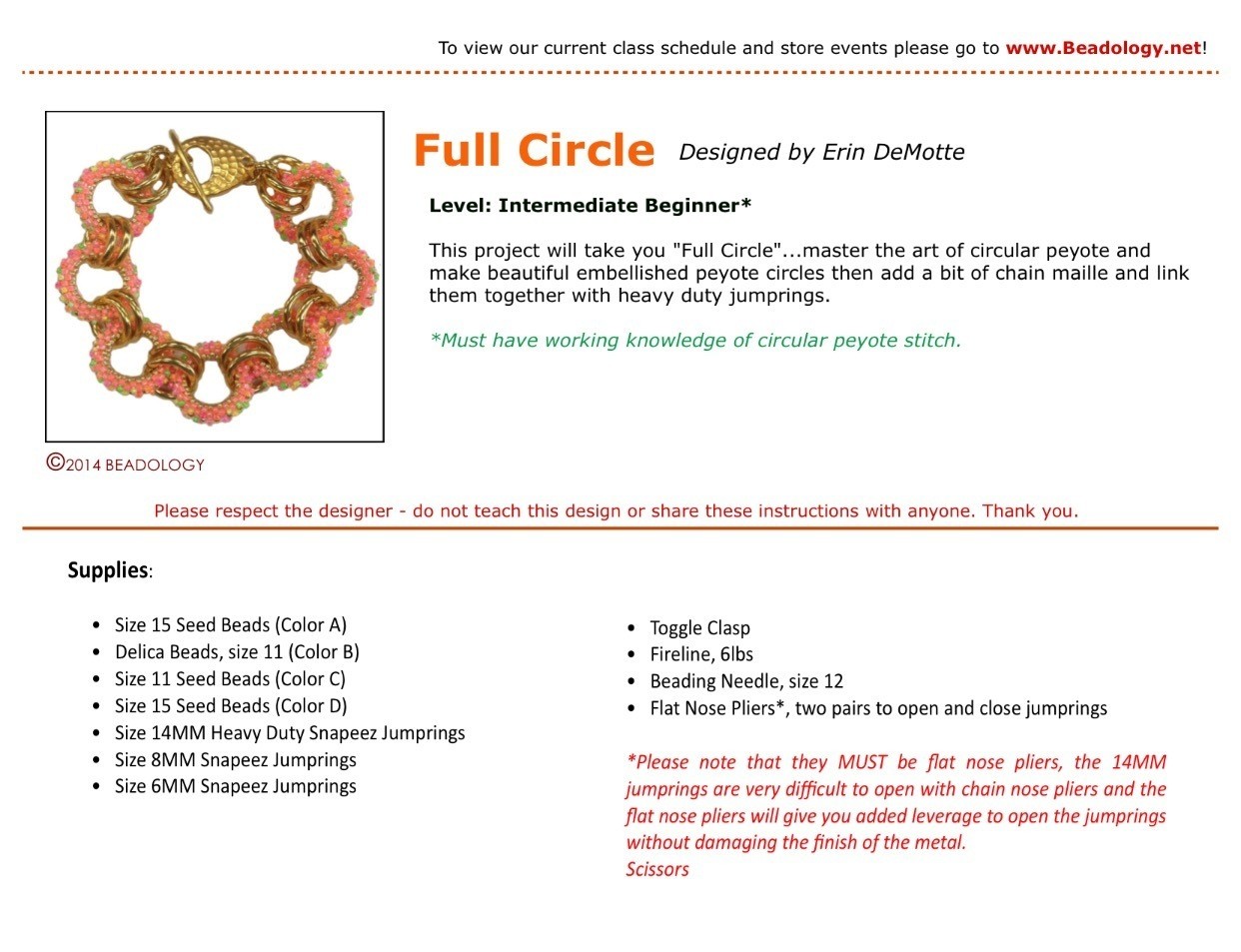 Full Circle Bracelet Instructions Instant Download