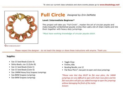 Full Circle Bracelet Instructions Instant Download