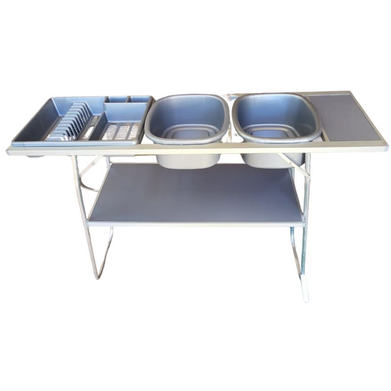 Camping Double wash-up stand with drying rack