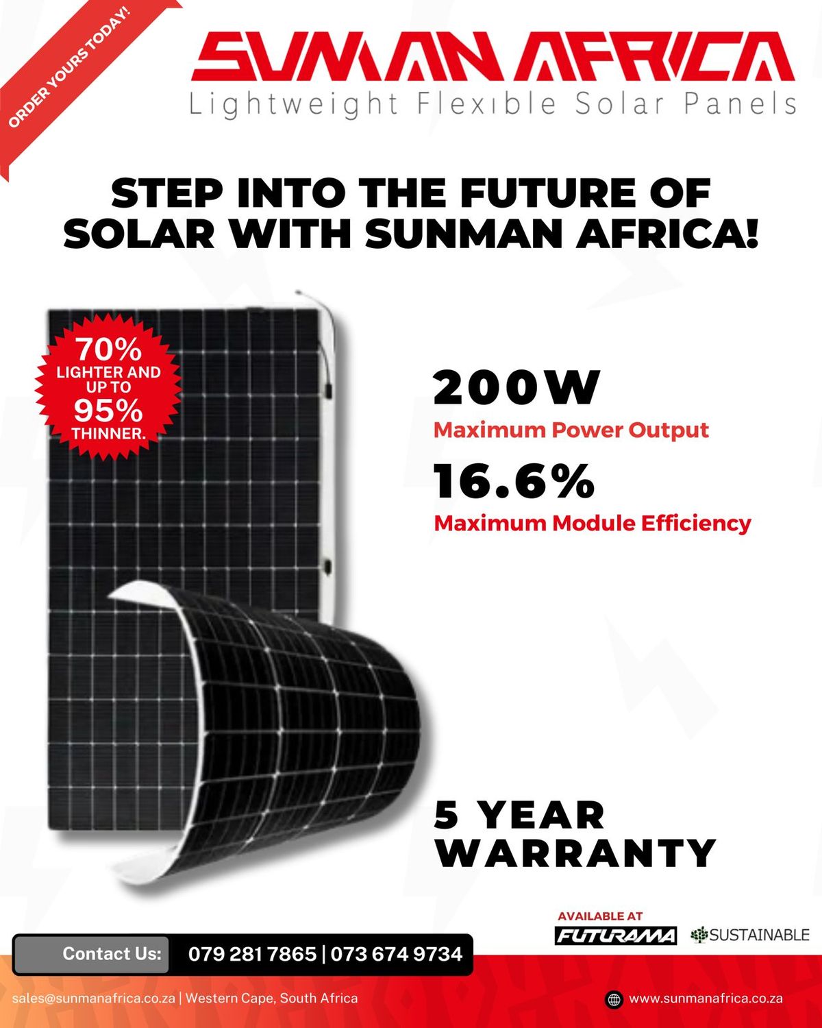 SunMan Flexible 200 Watt Solar Panel SunMan Flexible 200 Watt Solar Panel