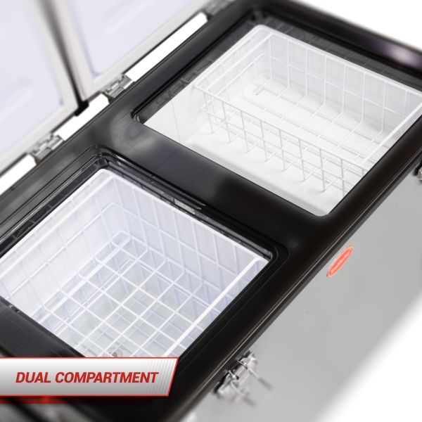 SnoMaster 56L Dual Compartment Mobile Fridge/Freezer AC/DC - Stainless Steel SnoMaster 56L Dual Compartment Mobile Fridge/Freezer AC/DC - Stainless Steel