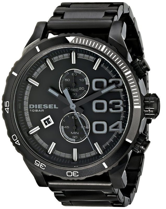 Diesel Men&#39;s DZ4326 Double Down Series Analog Display Analog Quartz Black Watch