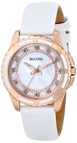 Bulova Womens Gold-Tone Mother-Of-Pearl Watch 98P119.500