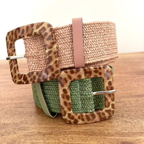 Ceinture élastique boucle carrée effet "LEOPARD"