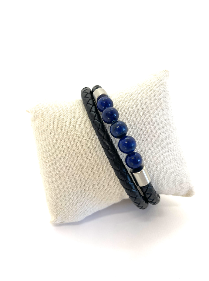 Bracelet cuir et Lapis Lazuli