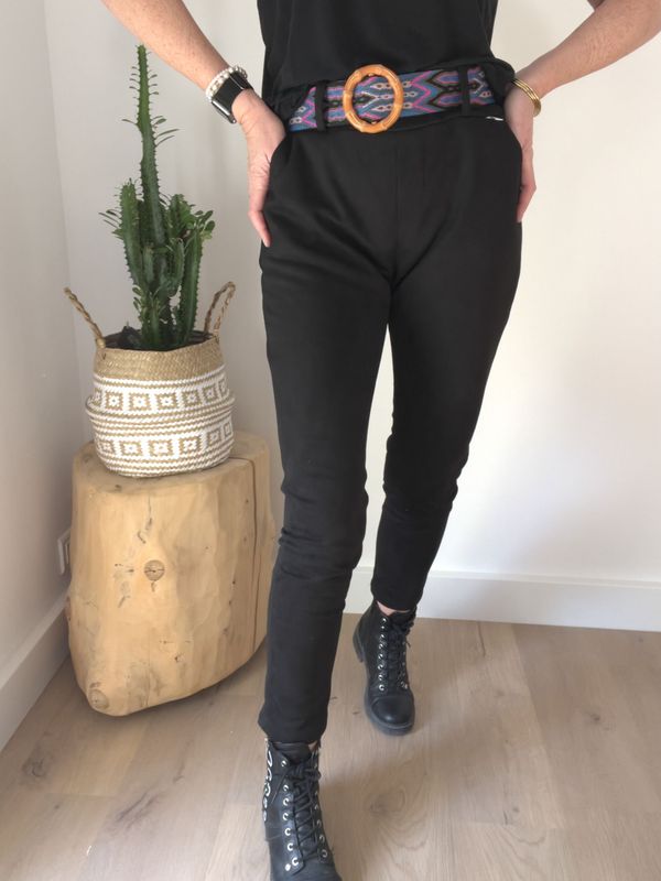 Pantalon suédine uni avec ceinture