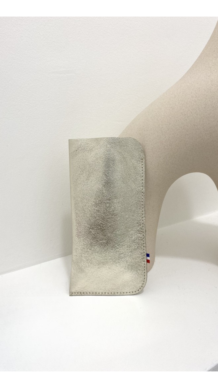 Couvre lunettes en cuir pailleté