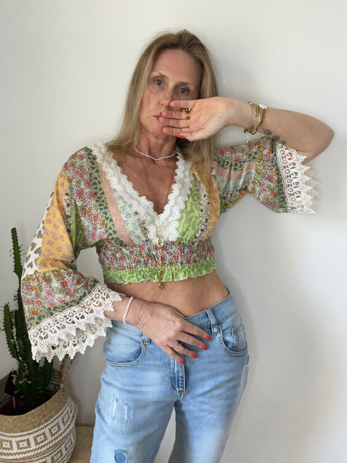 Crop top fleuri