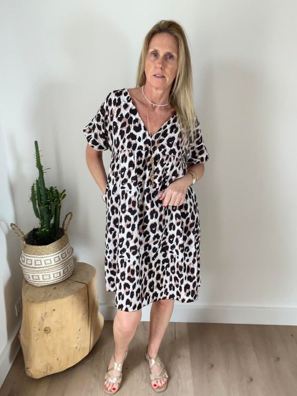 Robe courte "LEOPARD" dos ouvert