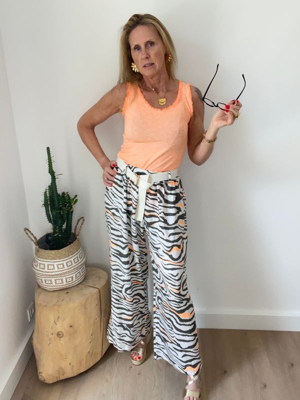 Pantalon zébré avec ceinture