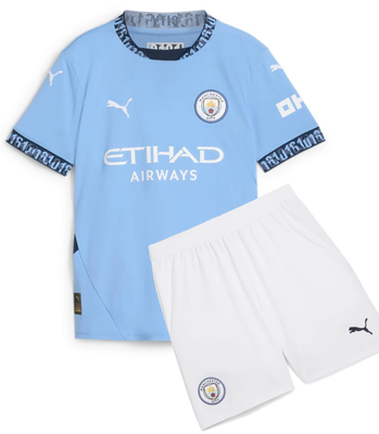 Manchester City Home 2024/25 Supporters Shirt & Shorts - Juniors