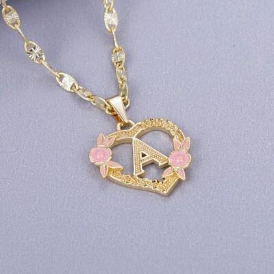 Initial Flower Girl Necklace