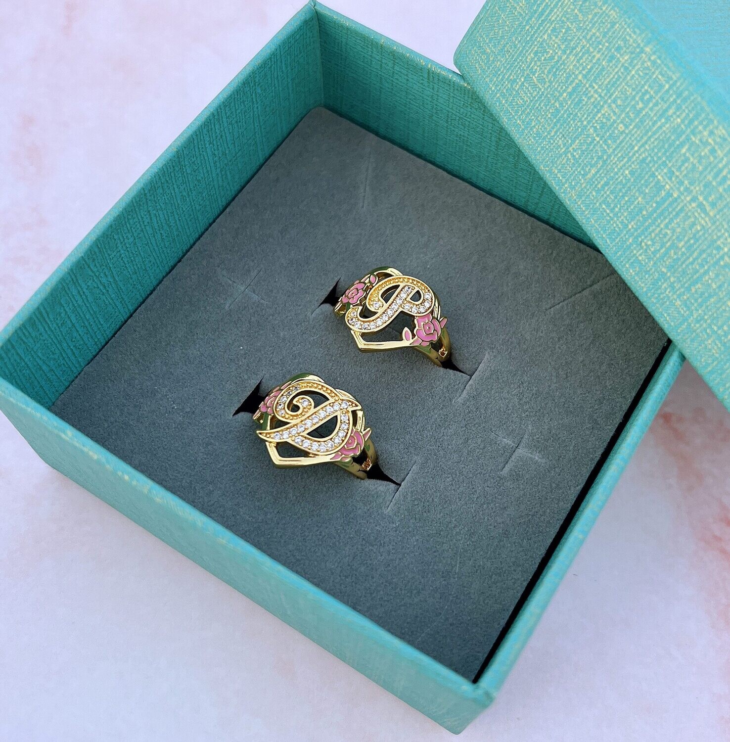 Initial Flower Girl Ring