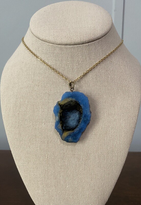 Blue with Gold and Black Rock Shaped