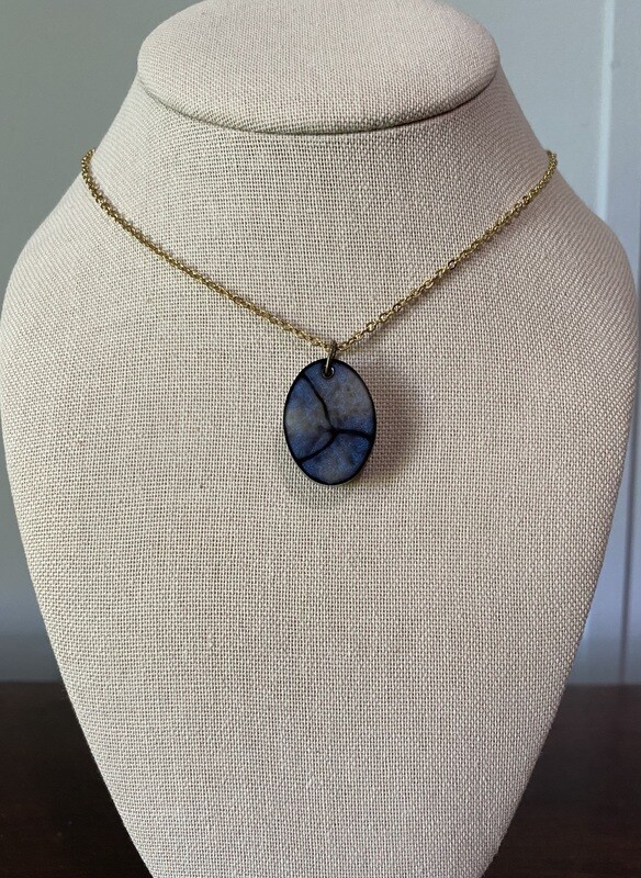 Blue Iridescent Oval