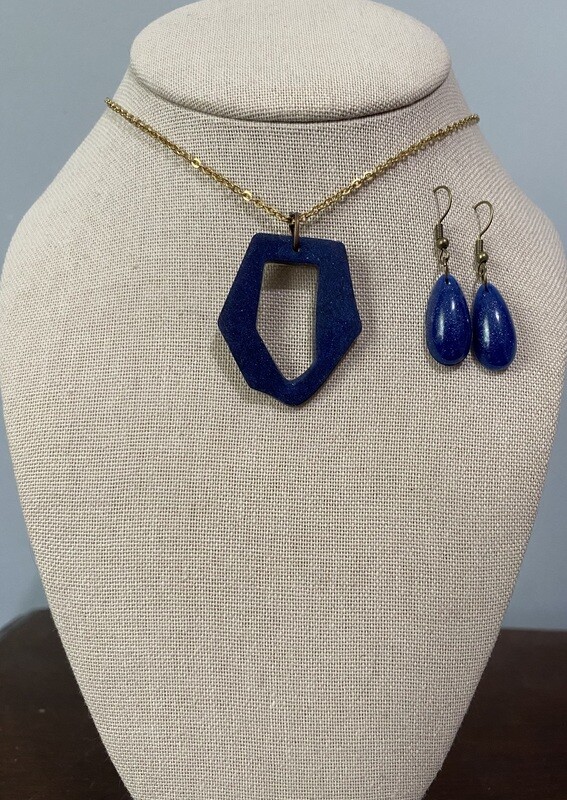 Dark Blue Necklace and Earring set