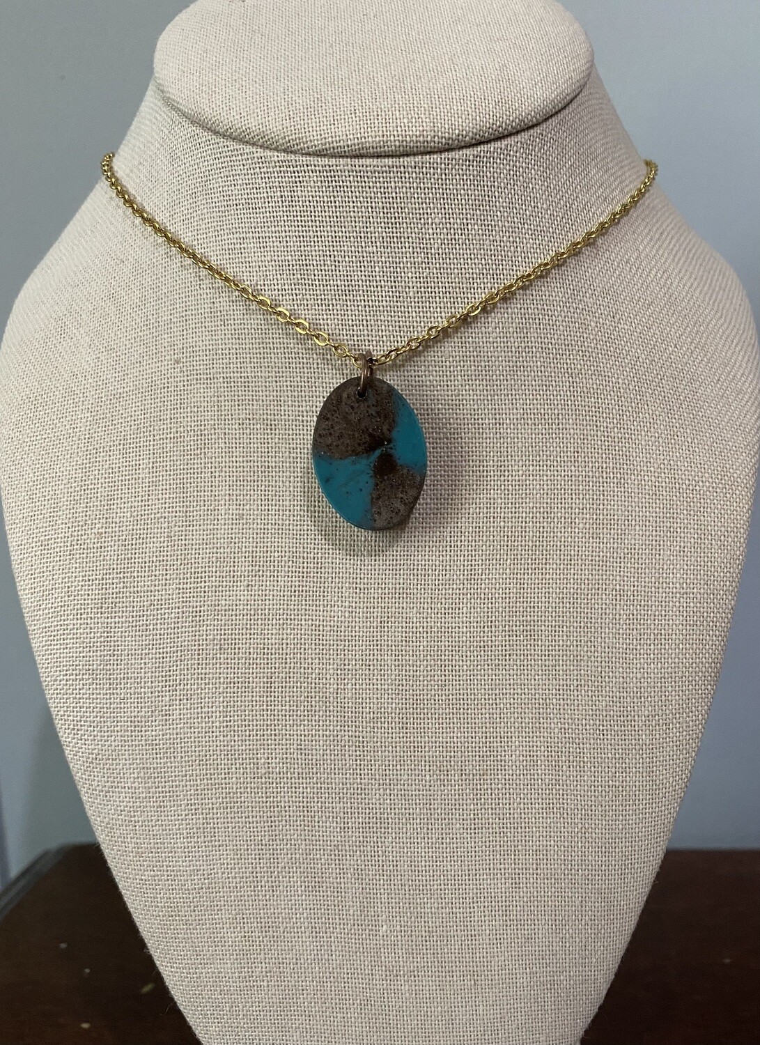 Turquoise and Brown Oval