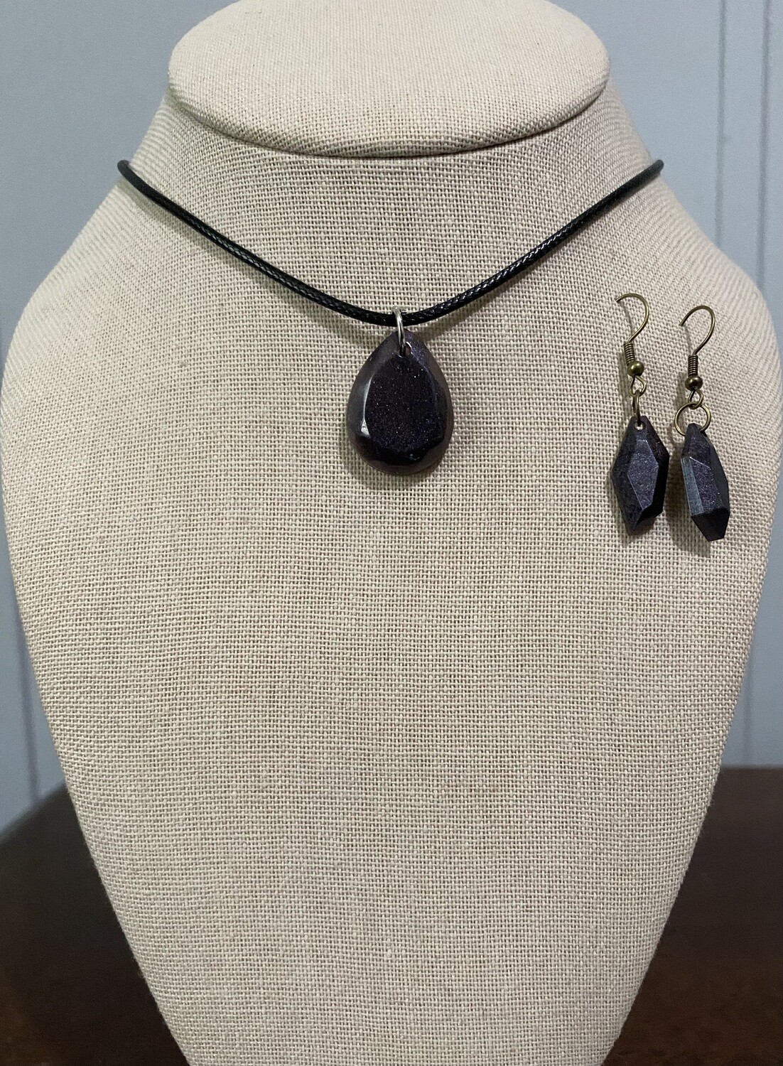 Small Purple Teardrop with Earrings