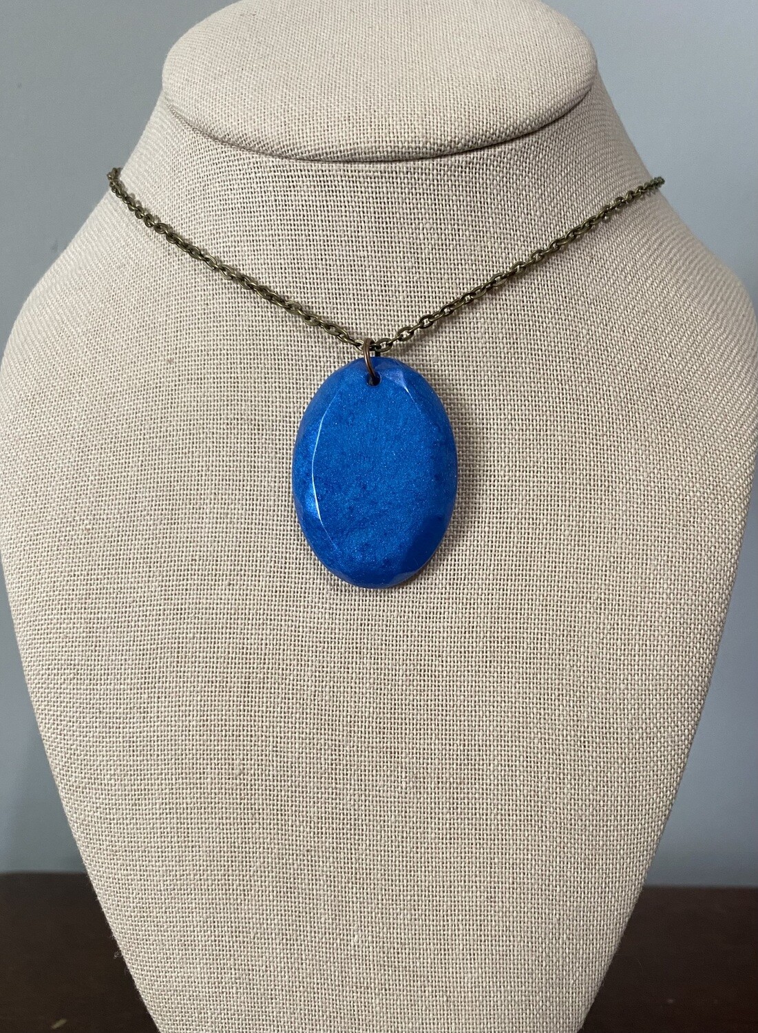 Blue Effervescent Large Oval Necklace