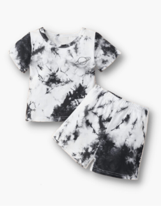 Baby Boy Tie Dye & Planet Tee With Shorts