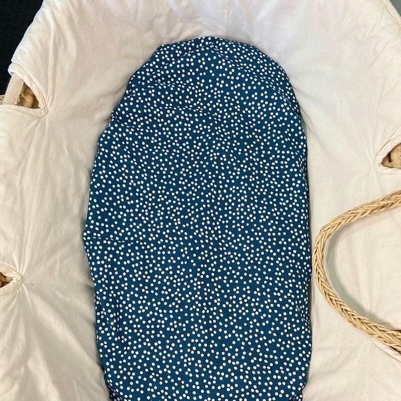 Navy Spotted Bassinet Sheet/ Change Pad Cover