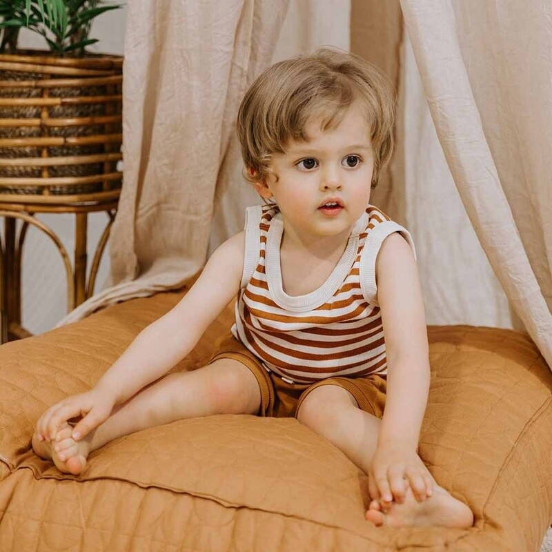 Biscuit Stripe Organic Singlet