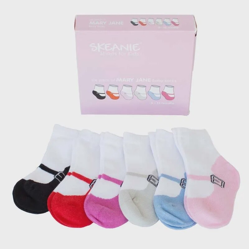 DESIGNED IN AUSKEANIE 6 Pack of Baby Mary Jane Socks, Size: 0-12 months