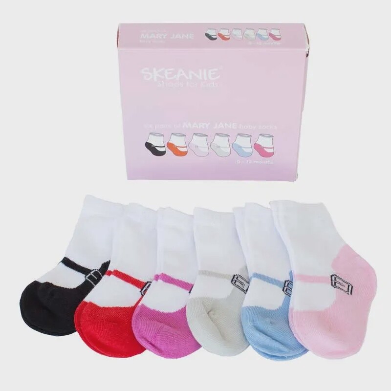 DESIGNED IN AUSKEANIE 6 Pack of Baby Mary Jane Socks