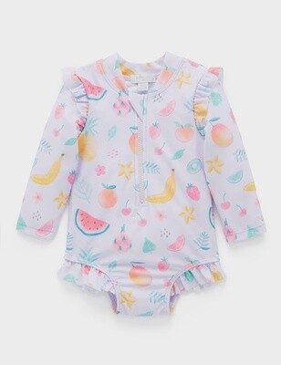 Frilly Long Sleeve Swimsuit Fruity
