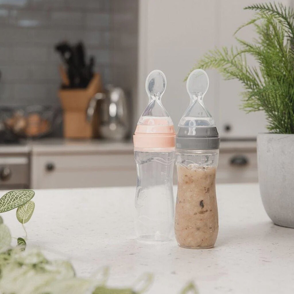 Haakaa Silicone Baby Food Dispensing Spoon - grey