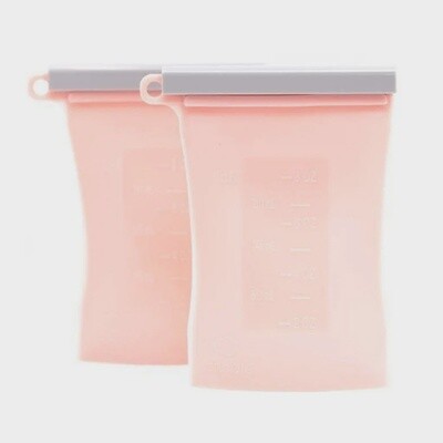 Junobie Reusable Silicone Breastmilk Storage Bags- 2pk (Rose)