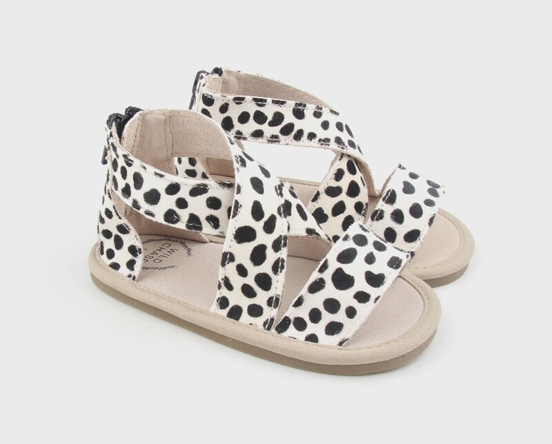 Luxe Leather Sandal Collection - Black and White Mohair