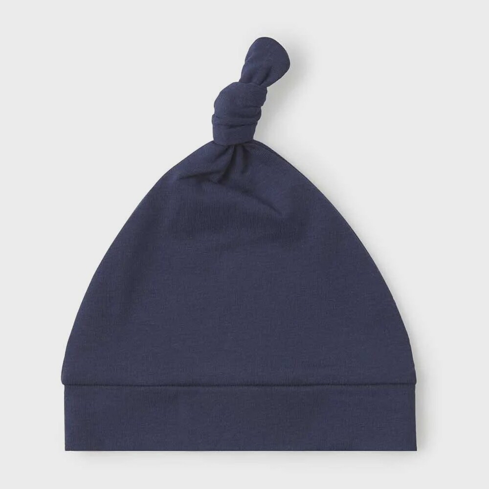 Navy Organic Knotted Beanie