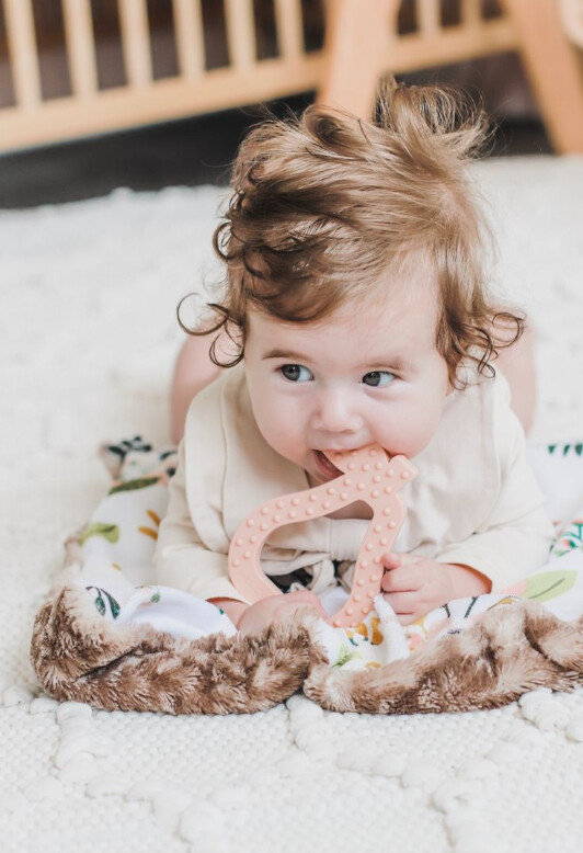 Silicone Pear Teether - Peach