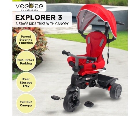 Veebee Explorer 3-stage Kids Trike With Canopy - Red