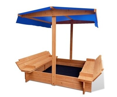 Keewezi Wooden Outdoor Sand Box Set Sand Pit- Natural Wood