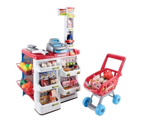 Keezi 24 Piece Kids Super Market Toy Set - Red &amp; White