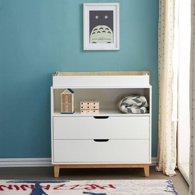 JOY BABY Aurora 2 Drawers Chest of Draw with Change Table - White