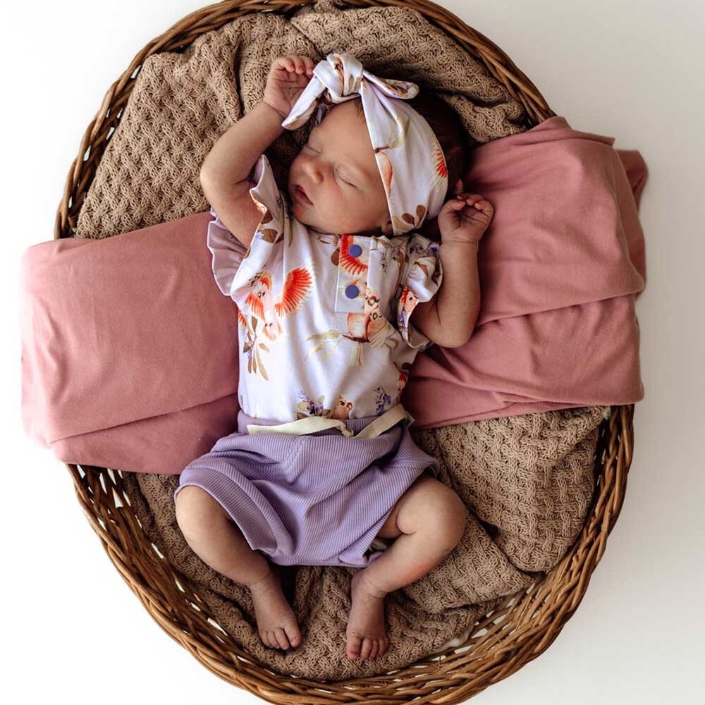 Major Michell Short Sleeve Organic Bodysuit with Frill