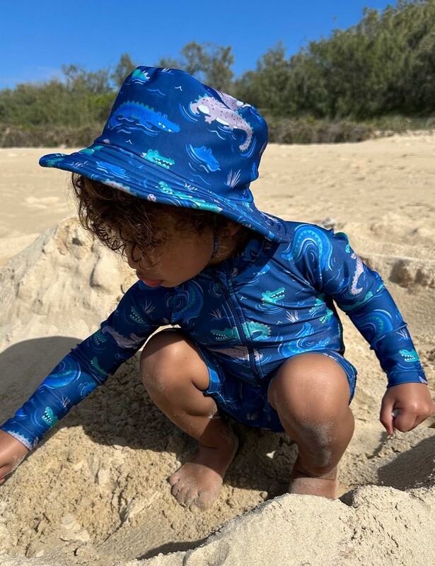 Long Sleeve Rashie Sunsuit Crocodile