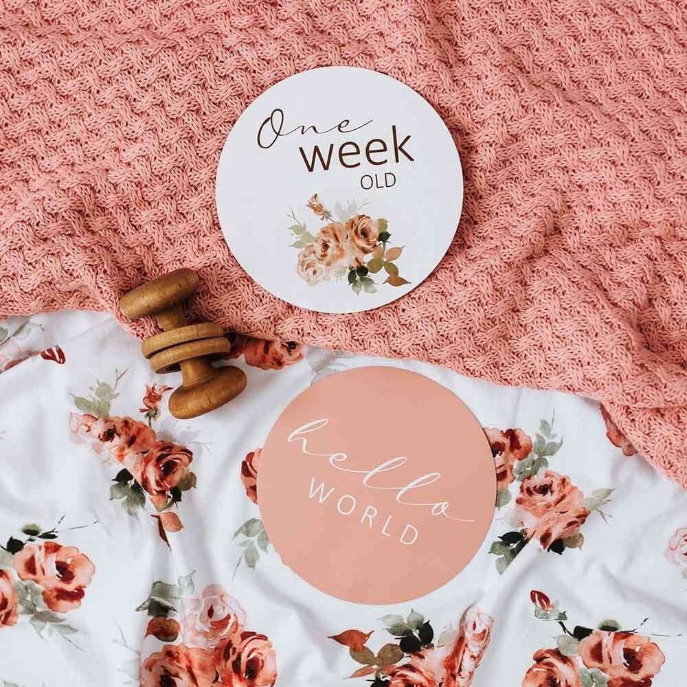 Rosebud &amp; Pink Sand Reversible Milestone Cards