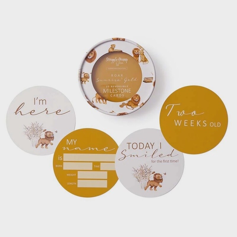 Lion &amp; Sunrise Gold Reversible Milestone Cards