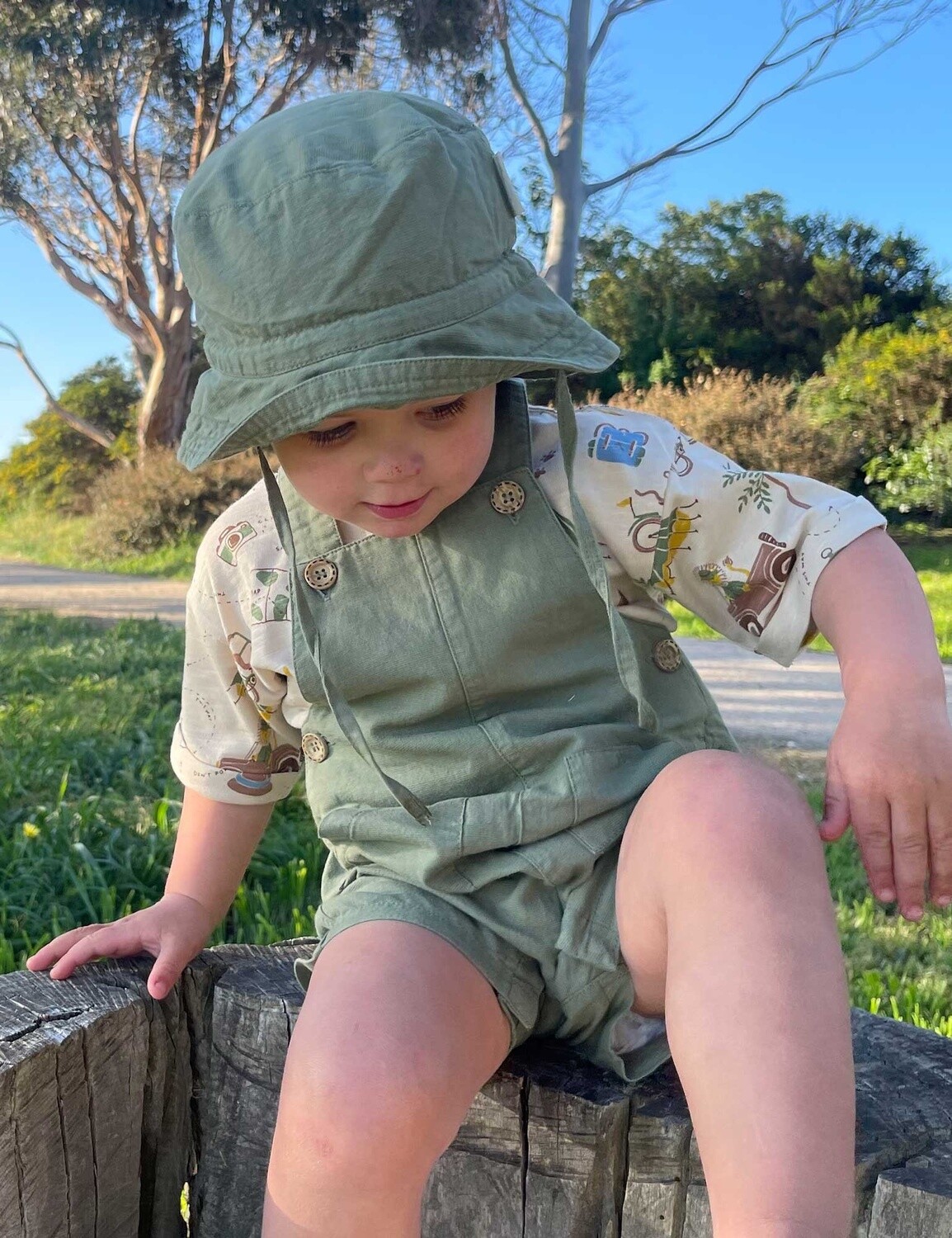 Linen Blend Overall Set